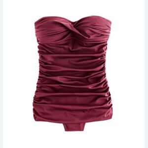 JCREW Ruched Skirted Bandeau One Piece, Rust - Size 4